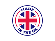 "Made In The UK" Vector Icon. Illustration With Transparency, Which Can Be Filled With White, Or Used Against Any Background. Country Flag Encircled With Text And Lines.