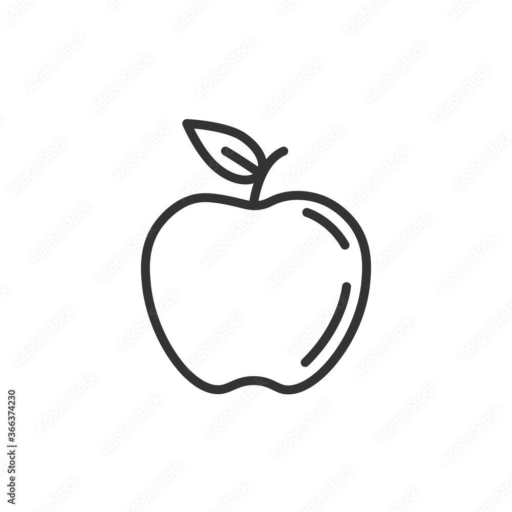 Apple line icon nutrition vector flat fruit. Apple stroke outline icon ...