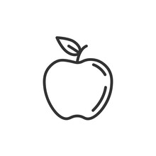 Apple Line Icon Nutrition Vector Flat Fruit. Apple Stroke Outline Icon Illustration Logo