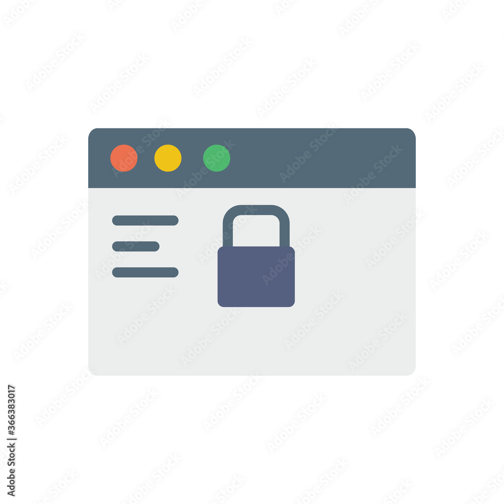 Browser, web site, lock icon. Simple color vector elements of internet ...