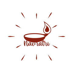 Sticker - happy navratri indian celebration burning candle, goddess durga culture silhouette style icon