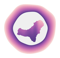 El Hierro icon. Colorful gradient logo of the island. Purple red El Hierro rounded sign with map for your design. Vector illustration.