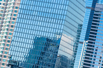 Business building exterior with glass window pattern