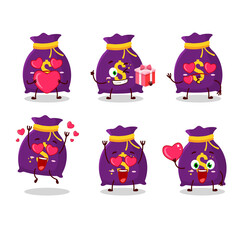 Canvas Print - Magic money sack cartoon character with love cute emoticon