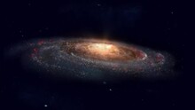 Red Spiral Galaxy In The Universe Rotating Slowly, The Milky Way In Space