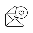 envelope and speech bubble with heart icon, line style