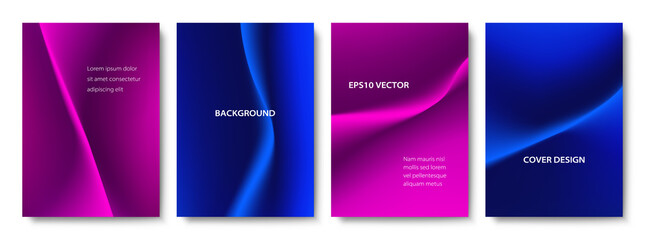Wall Mural - Set of Abstract Wavy Backgrounds. Colorful Minimal Cover Design Templates with Copy Space. EPS 10 Vector.