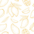 © Rina Oshi - Vector mango  hand drawn sketch.  Vector seamless pattern.  Vintage style