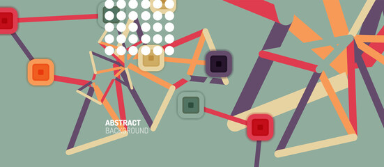 Abstract square dot connections, flat style multicolored geometric background for Wallpaper, Banner, Background, Card, Book Illustration, landing page or poster design