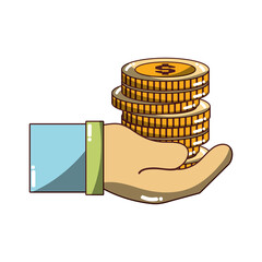 Poster - hand with coins money icon isolated design shadow