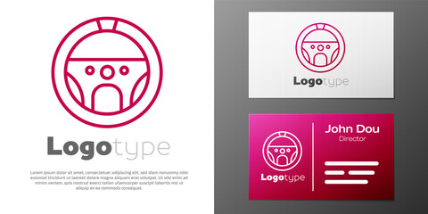 Sticker - Logotype line Steering wheel icon isolated on white background. Car wheel icon. Logo design template element. Vector Illustration.