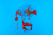 Concept Picture Of Squashed Red Fresh Strawberry