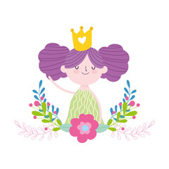 Wall Mural - little fairy princess with gold crown flowers tale cartoon