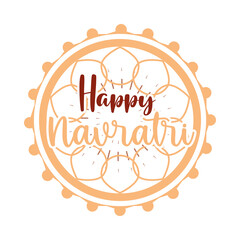 Wall Mural - happy navratri indian celebration, floral decoration lettering festival flat style icon