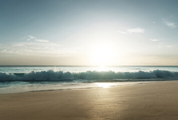 Wall Mural - sunset on seychelles beach, mahe island
