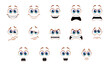 various emoji expressions isolated on white background