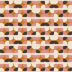 Poster - Geometric seamless pattern. Vector background with simple shapes like semi cirles and squares in neutral muted pastel colors.