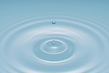  Water Drop - Pure clear and transparent of water and ripple in bright background. Creative modern concept, for graphic design, website, poster, placard and wallpaper.