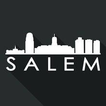 Salem Flat Icon Skyline Silhouette Design City Vector Art Famous Buildings.