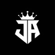 ja logo monogram shield shape with crown design template