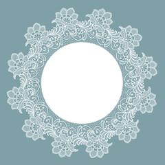 Wall Mural - Template frame  design for card. Lace floral frame.