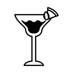 Sticker - cup with cocktail drink and mint leaf line style icon