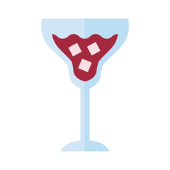 Poster - wine cup with drink and ice cubes flat style icon