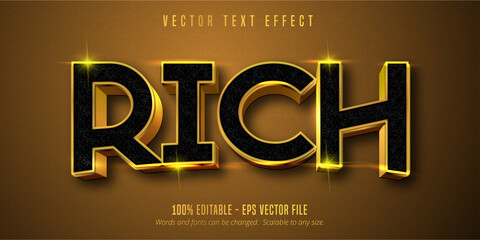 Rich text, shiny gold style editable text effect