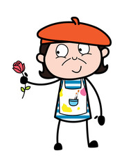 Wall Mural - Cartoon Artist Giving a Red Rose