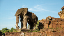 Ruined Elephant In Temple