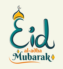 Wall Mural - Eid al adha mubarak greeting poster, vector illustration