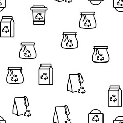 Wall Mural - Zero Waste Reusable Vector Seamless Pattern Thin Line Illustration