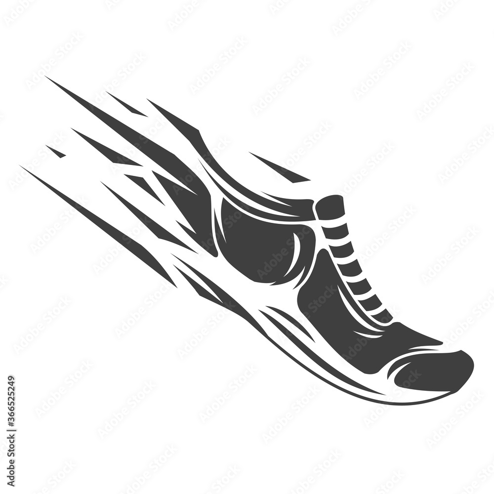 Hand drawn silhouette running shoes isolated on white background ...