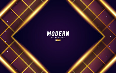 luxury abstract premium purple vector background banner with gold line.overlap layers with paper eff