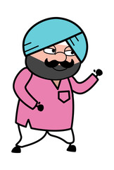 Canvas Print - Cute Sardar Cartoon Challenging to Fight