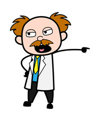 Wall Mural - Pointing Scientist Cartoon Illustration