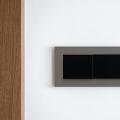 Wall Mural - gray and black electric switch, close-up
