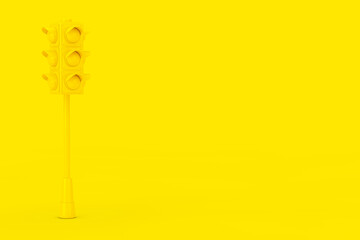 Poster - Yellow Traffic Lights in Duotone Style. 3d Rendering