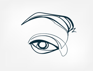 Wall Mural - eyes line one art isolated vector illustration