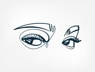 Wall Mural - eyes line one art isolated vector illustration