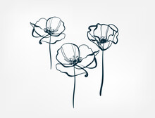 Flower Line One Art Isolated Vector Illustration