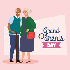 Poster - happy grand parents day with cute older couple