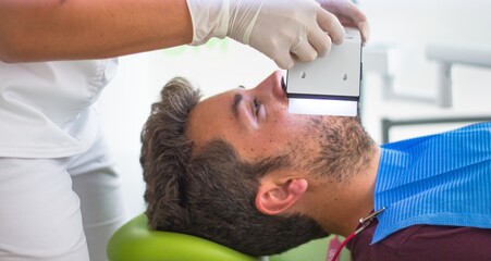 Conceptual shot of a patient lying in a dentist room