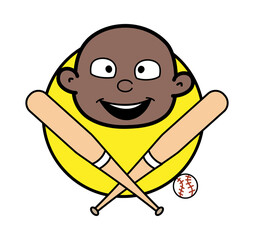Wall Mural - Cartoon Cartoon Bald Black Baseball Mascot