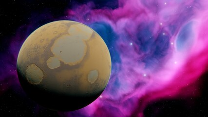 super-earth planet, realistic exoplanet, planet suitable for colonization, earth-like planet in far space, planets background 3d render