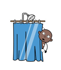 Sticker - Cartoon Cartoon Bald Black taking shower