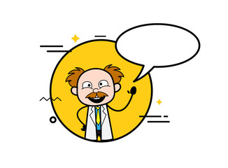 Wall Mural - Cartoon Scientist with Chat Bubble