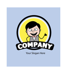 Canvas Print - Cartoon Groom as Company Logo