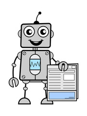 Wall Mural - Cartoon Robot holding a newspaper