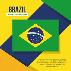 Poster - banner of brazil independence celebration, with icons flag emblem decoration